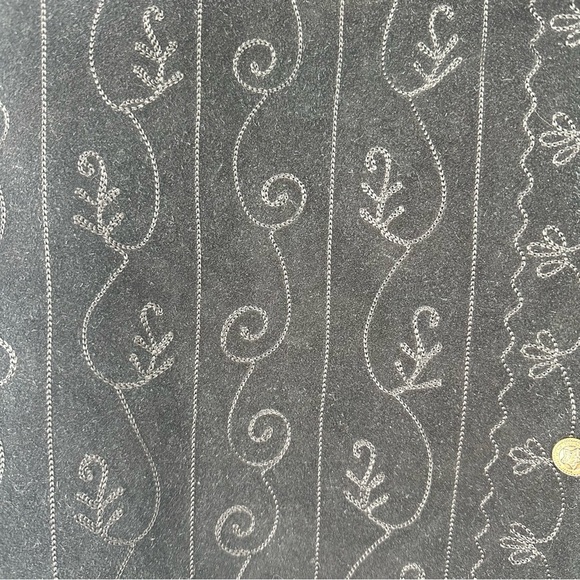 Agapo Suede Leather Vest Plus Size 1x Black Embroidered Cowboy Western Rodeo - Picture 3 of 7